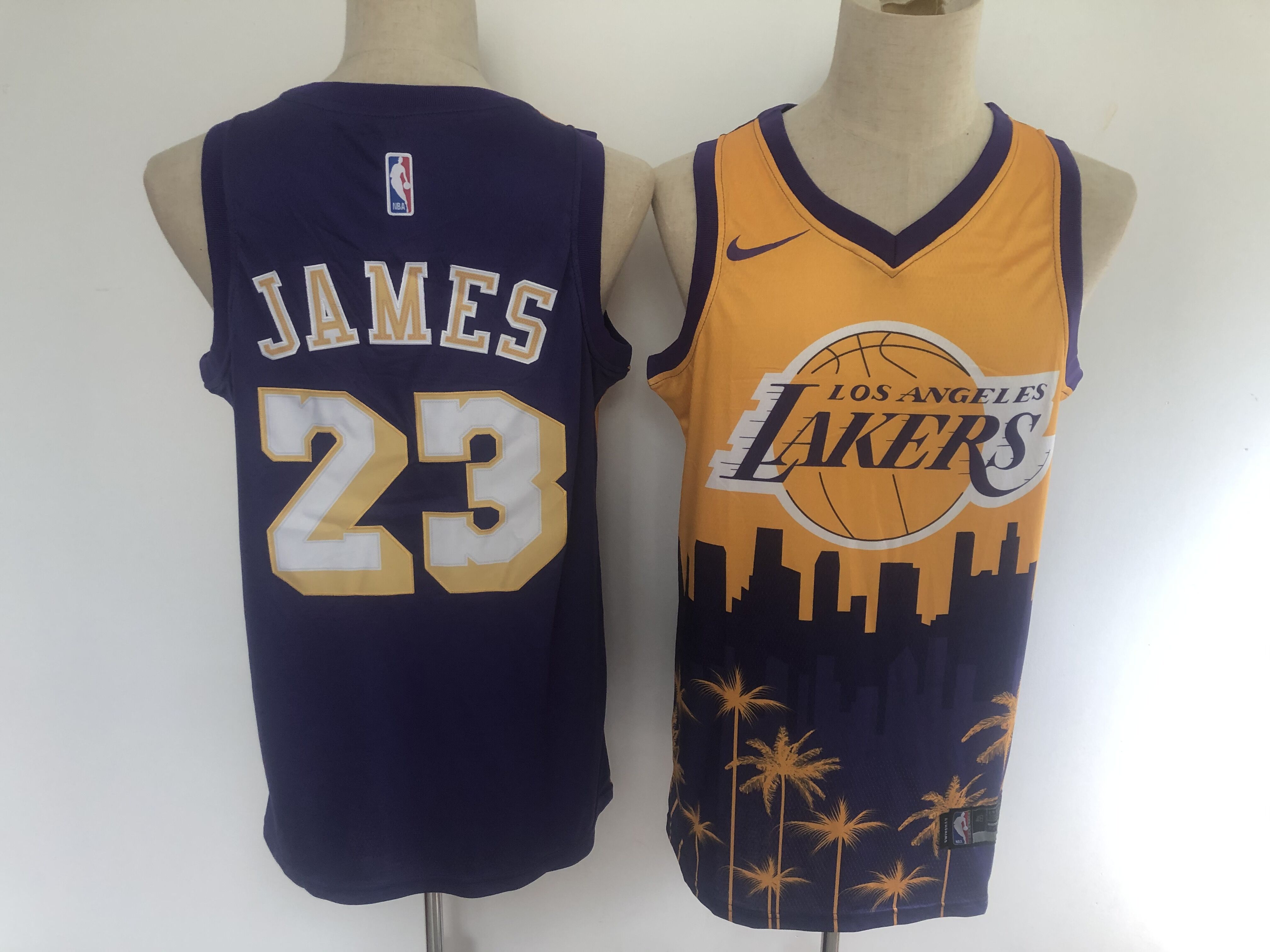 2020 Men Los Angeles Lakers #23 James yellow blue game Nike NBA jersey->los angeles lakers->NBA Jersey